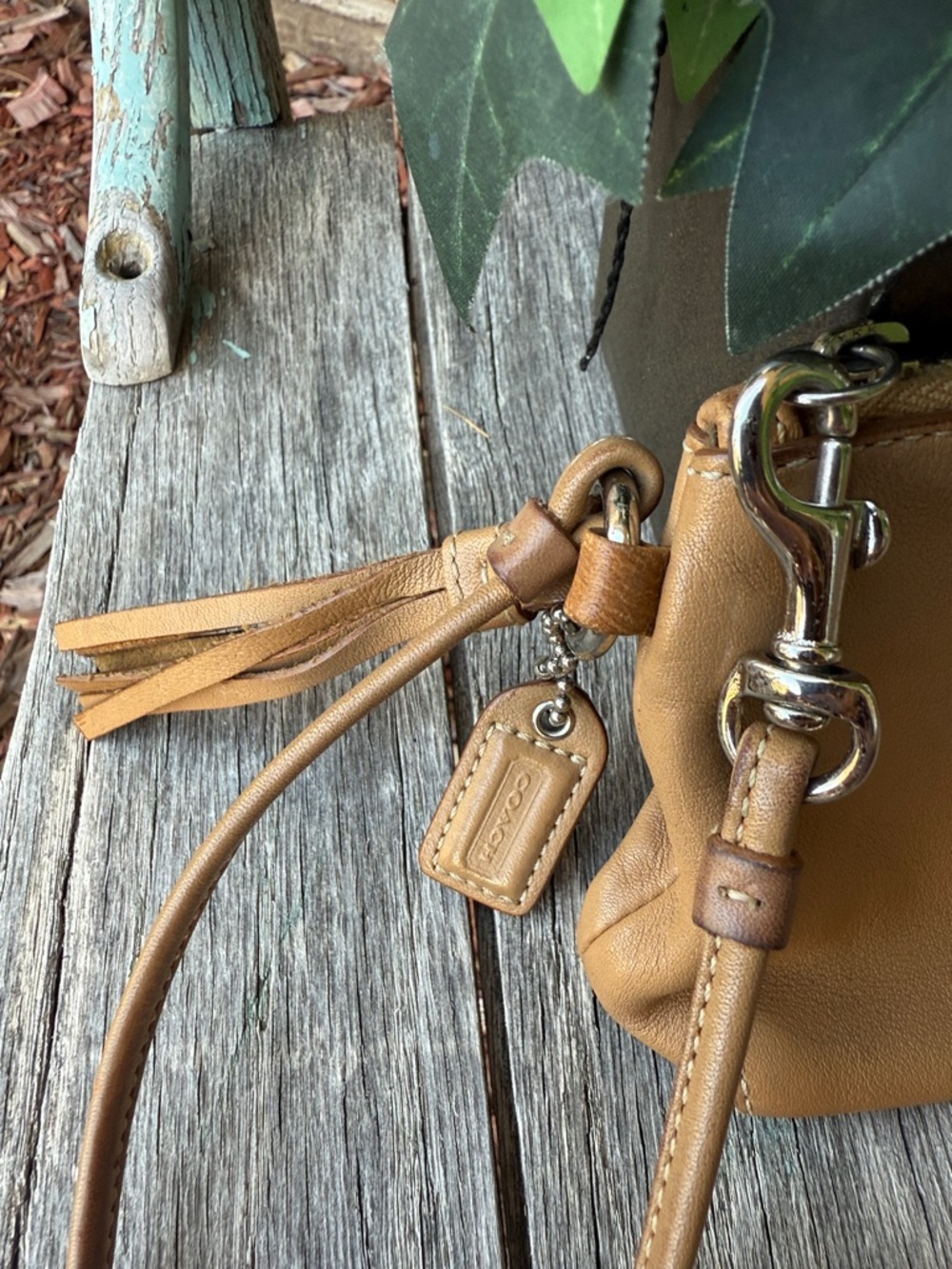 Coach Tan Leather Wristlet Clutch - Picture 4 of 10